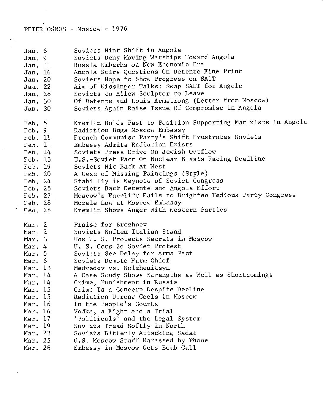 List of stories written in 1976.