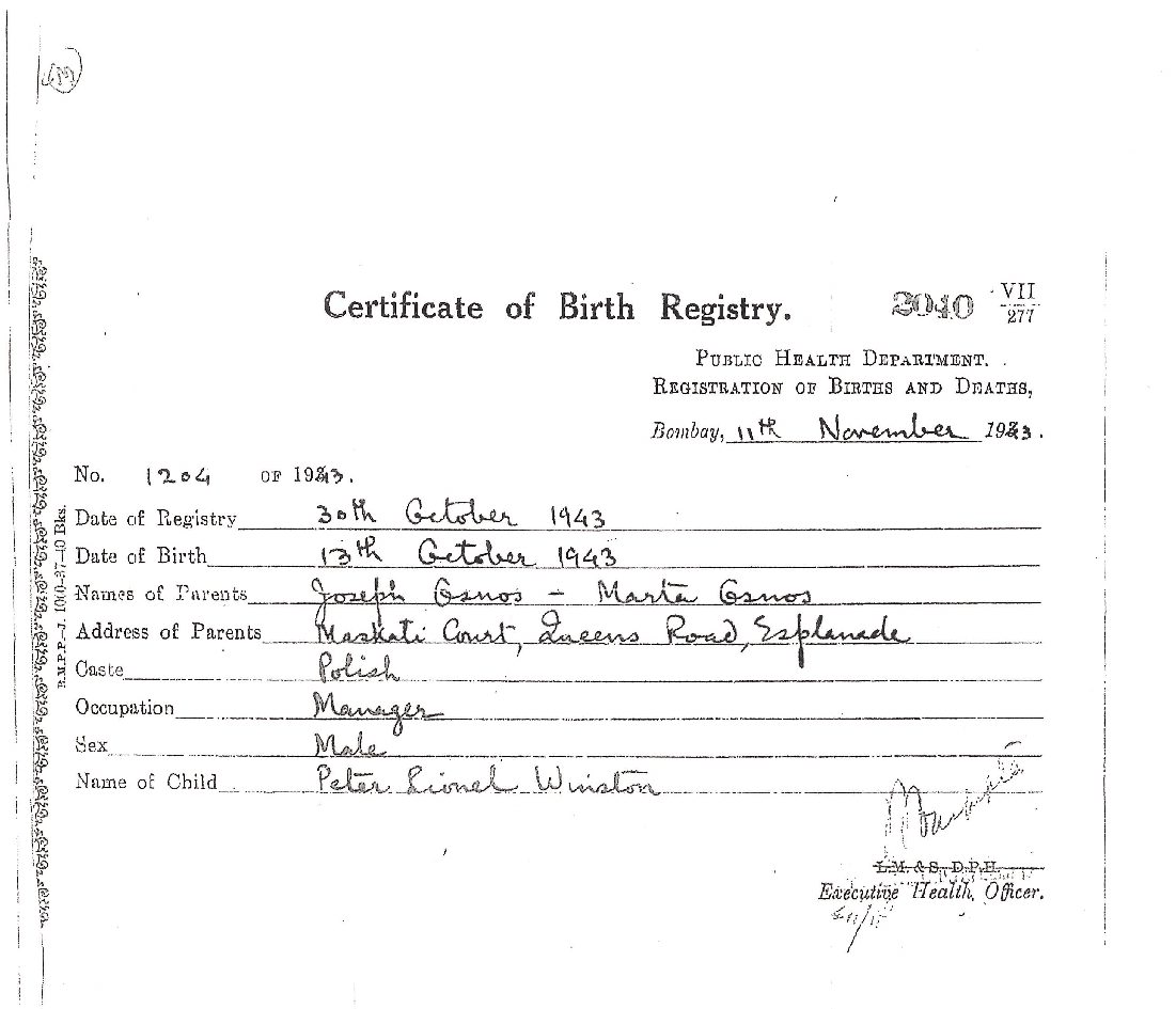Peter Osnos Birth Certificate